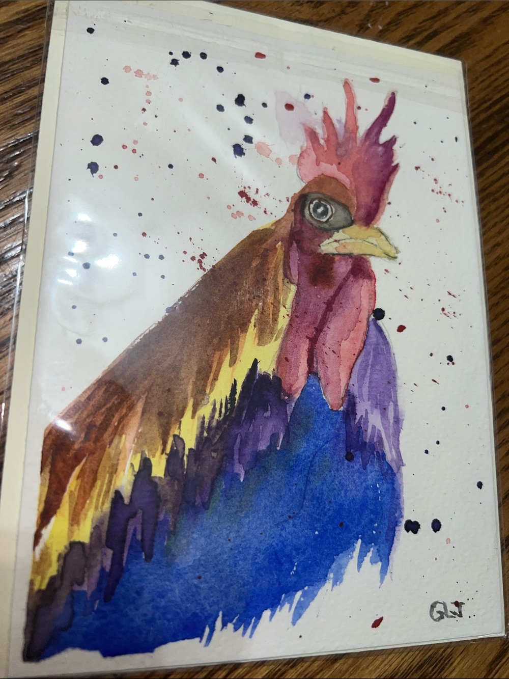 Colorful Watercolor Rooster Art Print